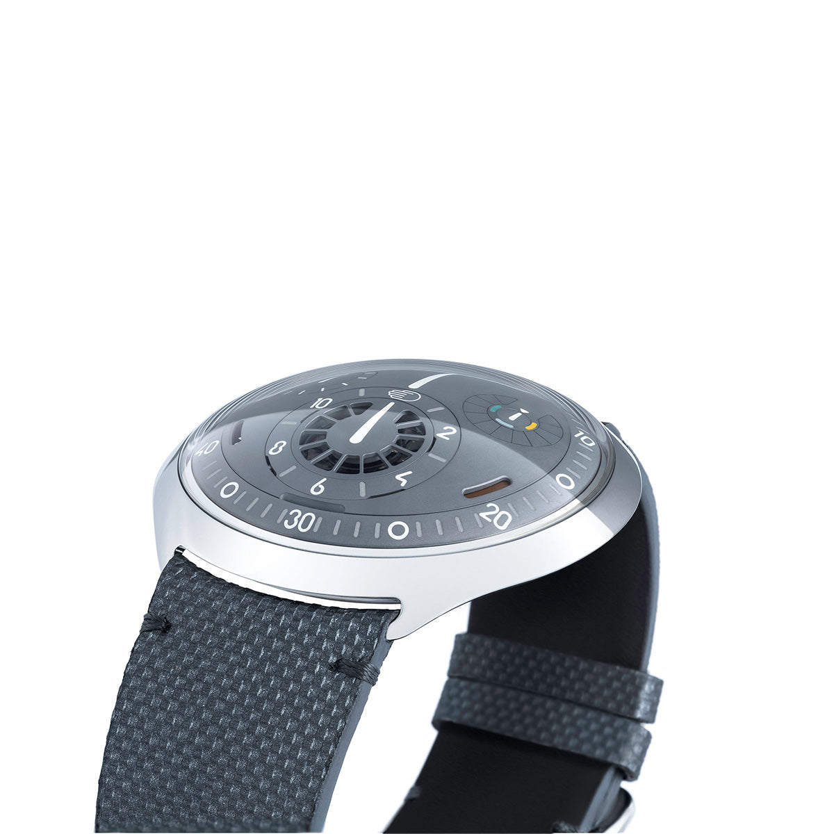 Ressence TYPE 2 Grey integrates hidden photovoltaic shutters with a mechanical orbital dial