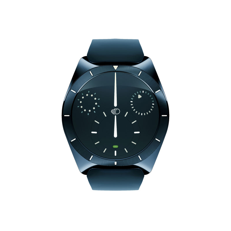 The Ressence Type 10 DN in Dark Night blue, viewed from the front.