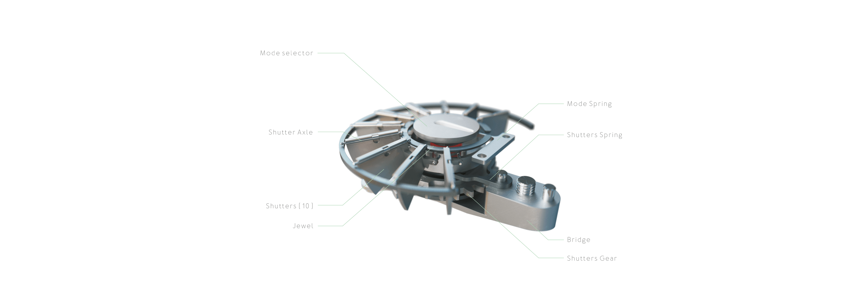Information graphic explaining the different parts of the Ressence eCrown® photovoltaic cells system.