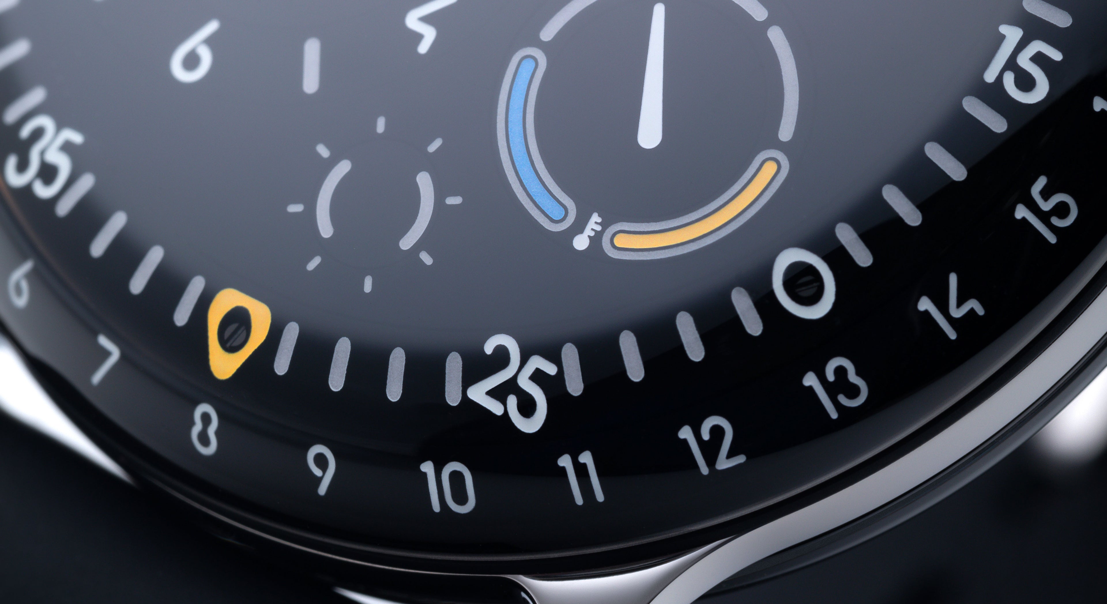 Close up shot of a Ressence TYPE 3 Black, the ultimate oil-filled high end titanium mechanical watch